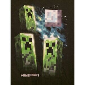 Minecraft Shirt Boys Girls Youth Sz L Creeper Face SS T-Shirt Tee Game Gift EUC